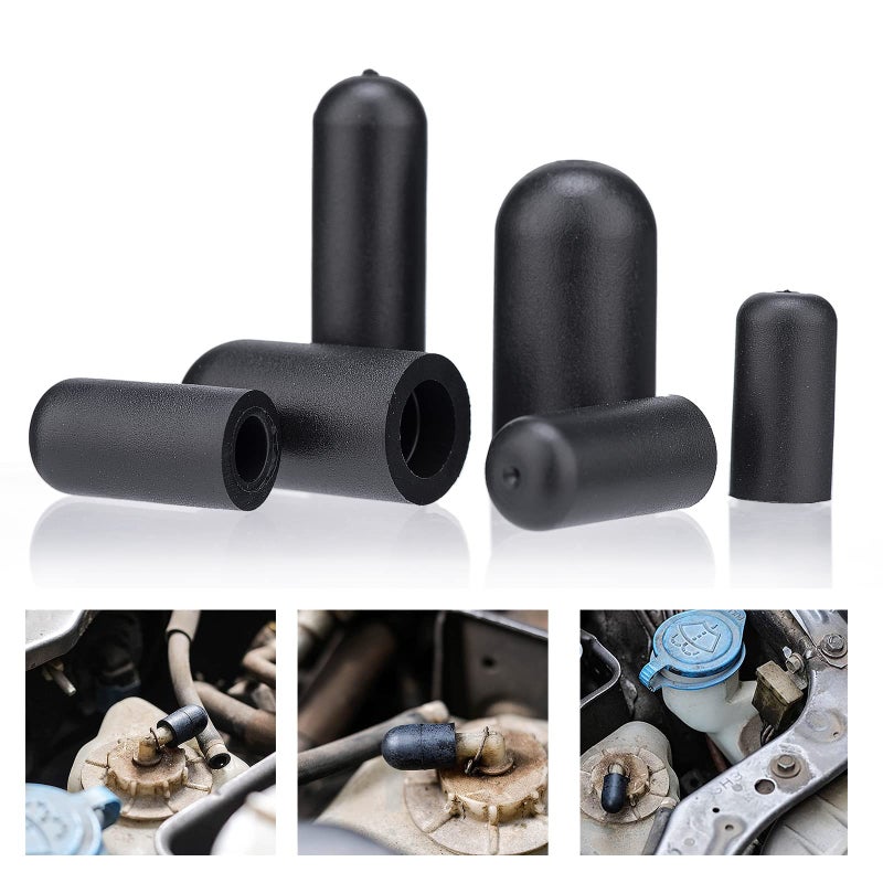 BUSY-CORNER 120 Pieces Rubber Vacuum Cap Assortment 10 Sizes Tube OD from 1/8"" to 1/2"" Sizes Automotive Carb Line Hose Caps Kit for Carburetor Manifold - Image 4